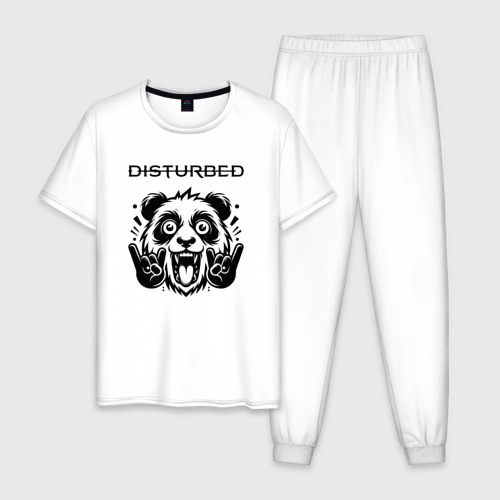 Мужская пижама хлопок Disturbed - rock panda, цвет белый