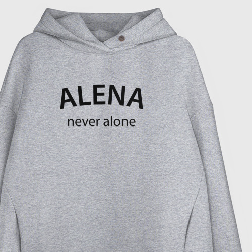 Женское худи Oversize хлопок Alena never alone - motto, цвет меланж - фото 3