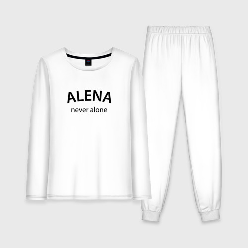 Женская пижама с лонгсливом хлопок Alena never alone - motto, цвет белый