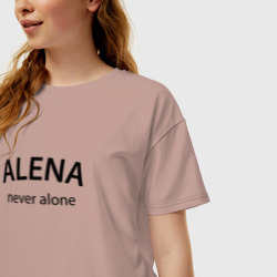 Женская футболка хлопок Oversize Alena never alone - motto - фото 2