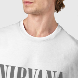 Футболка с принтом Nirvana black album для мужчины, вид на модели спереди №4. Цвет основы: белый