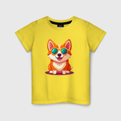 Собака Корги в очках – Детская футболка хлопок с принтом купить со скидкой в -20%