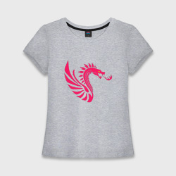 Дракон красный огнедышащий - минимализм – Женская футболка хлопок Slim с принтом купить