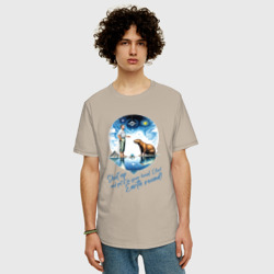 Мужская футболка хлопок Oversize Прикол капибара и Илон Маск - фото 2
