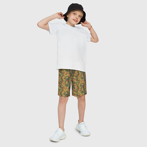Детские спортивные шорты 3D с принтом Современный пятнистый камуфляж, фото на моделе #1