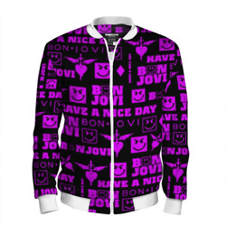 Мужской бомбер 3D Bon Jovi neon pink rock