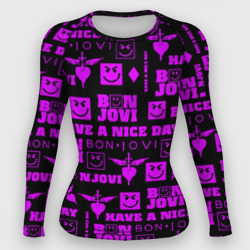 Женский рашгард 3D Bon Jovi neon pink rock