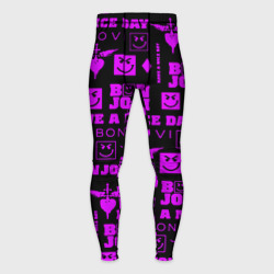 Мужские тайтсы 3D Bon Jovi neon pink rock