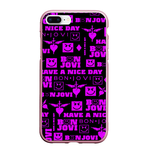 Чехол для iPhone 7Plus/8 Plus матовый Bon Jovi neon pink rock, цвет розовый