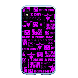 Чехол для iPhone XS Max матовый Bon Jovi neon pink rock