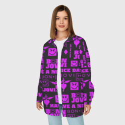 Женская рубашка oversize 3D Bon Jovi neon pink rock - фото 2