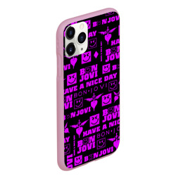 Чехол для iPhone 11 Pro Max матовый Bon Jovi neon pink rock - фото 2