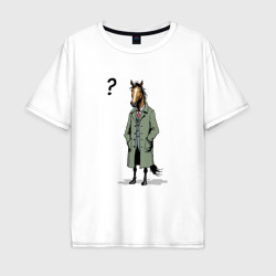 Конь в пальто и знак вопроса мем – Мужская футболка хлопок Oversize с принтом купить со скидкой в -16%