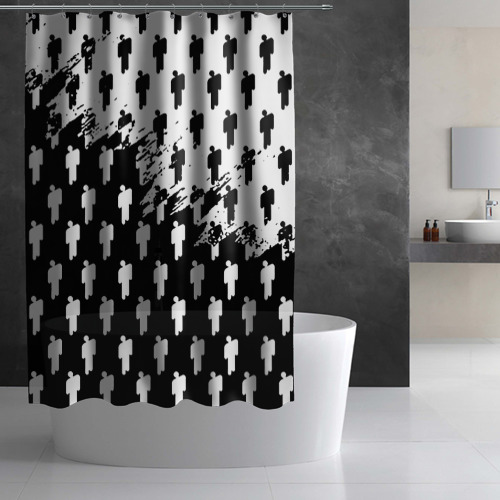 Штора 3D для ванной Billie Eilish pattern black - фото 2