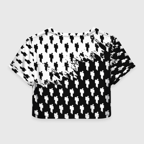 Женская футболка Crop-top 3D Billie Eilish pattern black, цвет 3D печать - фото 2