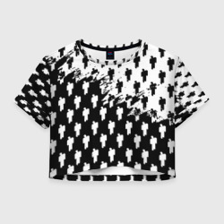 Женская футболка Crop-top 3D Billie Eilish pattern black
