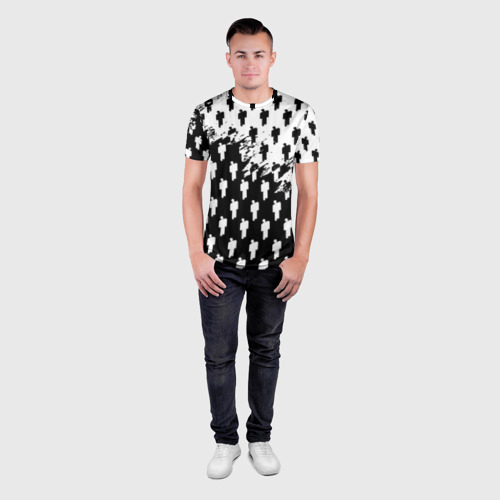 Мужская футболка 3D Slim с принтом Billie Eilish pattern black, вид сбоку #3