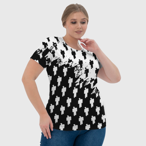 Женская футболка 3D Billie Eilish pattern black, цвет 3D печать - фото 6