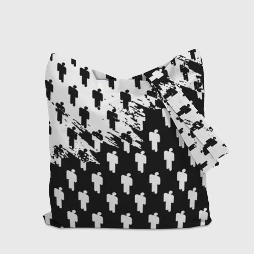 Шоппер 3D с принтом Billie Eilish pattern black, вид сзади #2