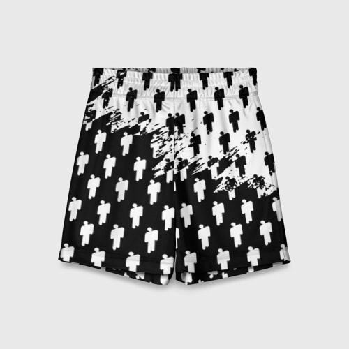 Детские спортивные шорты 3D с принтом Billie Eilish pattern black, вид спереди #2