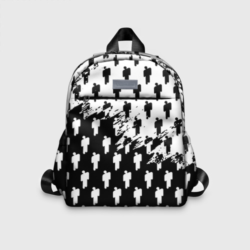 Детский рюкзак 3D с принтом Billie Eilish pattern black, вид спереди #2