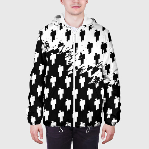 Мужская куртка 3D с принтом Billie Eilish pattern black, вид сбоку #3