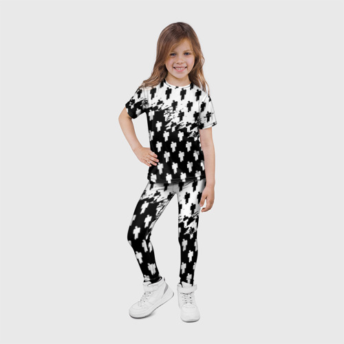 Детские леггинсы 3D с принтом Billie Eilish pattern black, фото #4