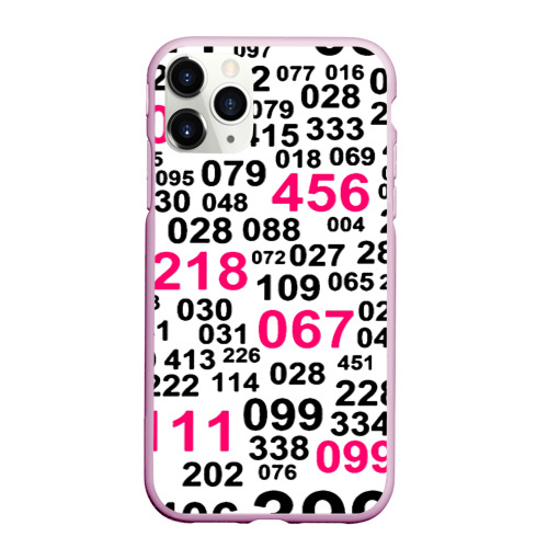 Чехол для iPhone 11 Pro Max матовый Игра в кальмара паттерн чисел, цвет розовый