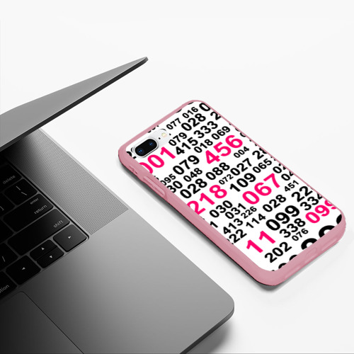Чехол для iPhone 7Plus/8 Plus матовый Игра в кальмара паттерн чисел, цвет баблгам - фото 5