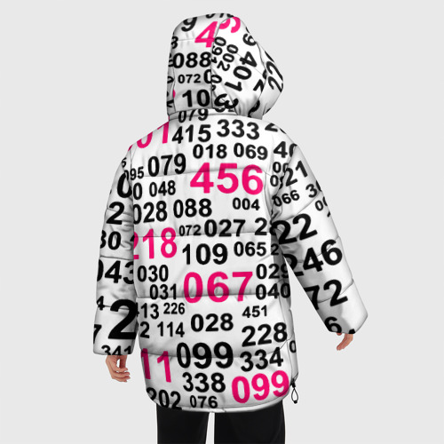 Женская зимняя куртка Oversize Игра в кальмара паттерн чисел, цвет красный - фото 4