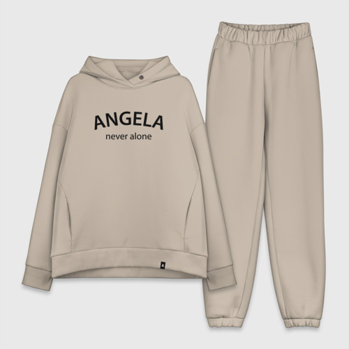 Женский костюм хлопок Oversize Angela never alone - motto, цвет миндальный