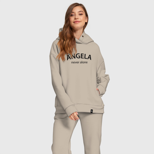 Женский костюм хлопок Oversize Angela never alone - motto, цвет миндальный - фото 2