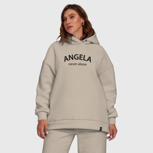 Женский костюм хлопок Oversize Angela never alone - motto, цвет миндальный - фото 5