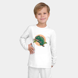 Детская пижама с лонгсливом хлопок Зеленый хамелеон на ветке - фото 2