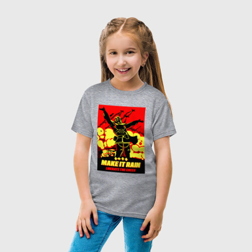 Детская футболка хлопок с принтом Helldivers 2 - make it rain, вид сбоку #3