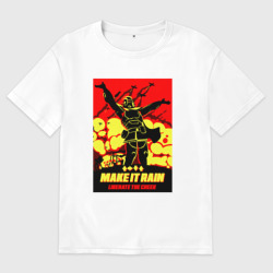 Женская футболка хлопок Oversize Helldivers 2 - make it rain