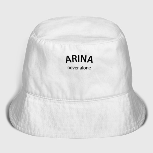 Женская панама хлопок с принтом Arina never alone - motto, вид спереди #2