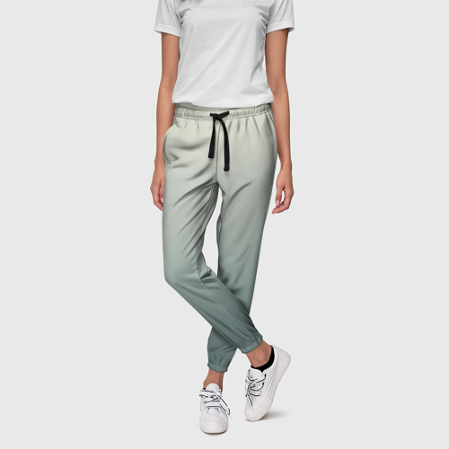 Женские брюки 3D с принтом Серо-зелёный приглушённый градиент, фото на моделе #1
