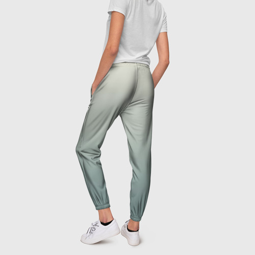 Женские брюки 3D с принтом Серо-зелёный приглушённый градиент, вид сзади #2