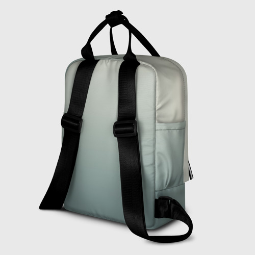 Женский рюкзак 3D с принтом Серо-зелёный приглушённый градиент, вид сзади #1