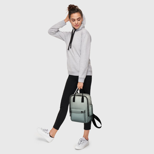 Женский рюкзак 3D с принтом Серо-зелёный приглушённый градиент, фото #4