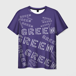 Слово green на фиолетовом  – Мужская футболка 3D с принтом купить со скидкой в -26%