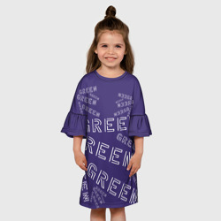 Детское платье 3D Слово green на фиолетовом  - фото 2