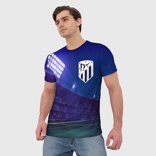 Мужская футболка 3D Atletico Madrid ночное поле, цвет 3D печать - фото 3
