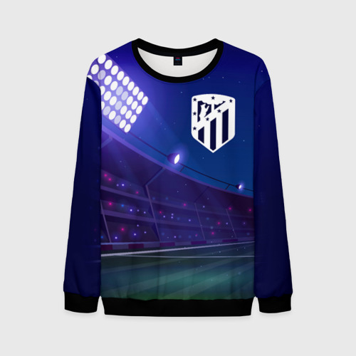 Мужской свитшот 3D с принтом Atletico Madrid ночное поле, вид спереди #2