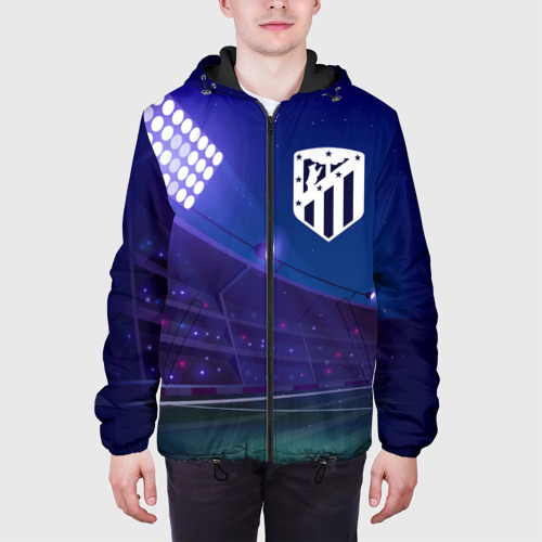 Мужская куртка 3D с принтом Atletico Madrid ночное поле, вид сбоку #3