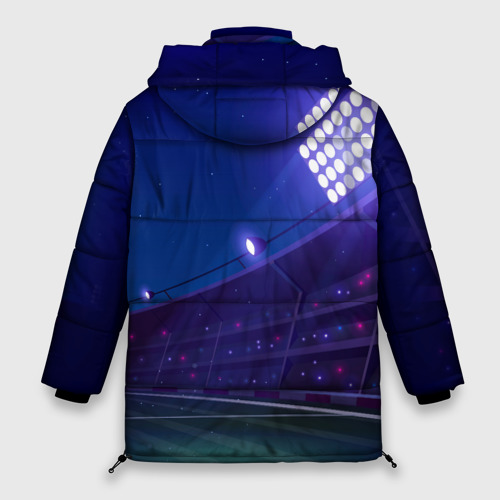 Женская зимняя куртка 3D с принтом Atletico Madrid ночное поле, вид сзади #1