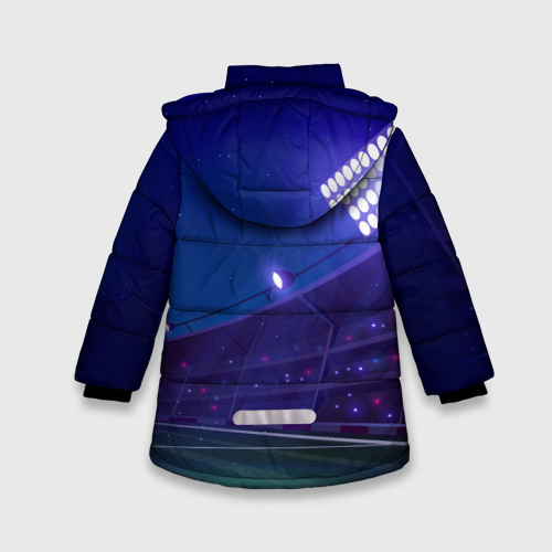Зимняя куртка для девочек 3D с принтом Atletico Madrid ночное поле, вид сзади #1