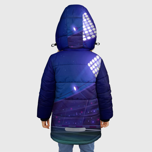 Зимняя куртка для девочек 3D с принтом Atletico Madrid ночное поле, вид сзади #2