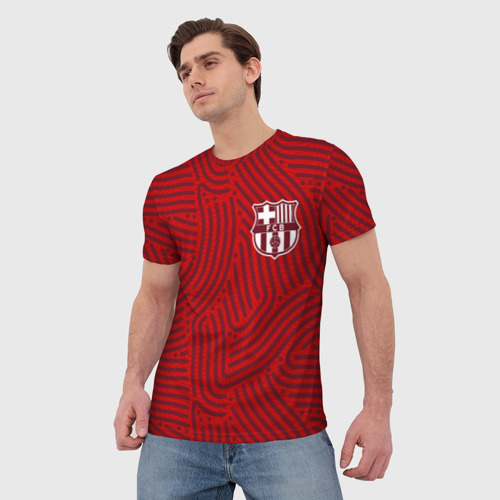 Мужская футболка 3D с принтом Barcelona отпечатки, фото на моделе #1